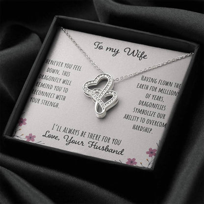 To My Wife Whenever You Feel Down - Love Husband Double Hearts Necklace