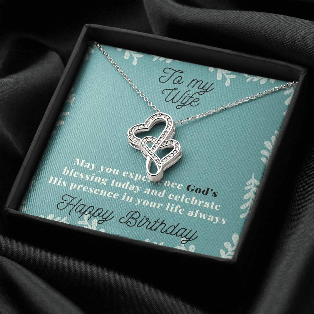 To My Wife Necklace - Gift For Wife Birthday Marriage - Wife Necklace From Husband Anniversary Necklace For Wife Wife  Double Hearts Necklace