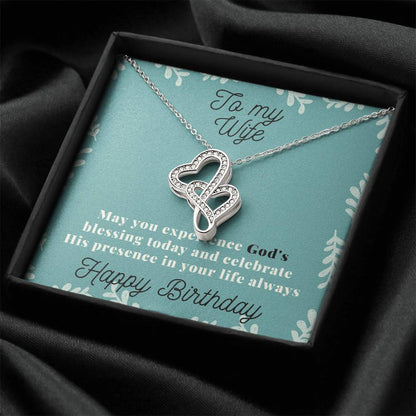 To My Wife Necklace - Gift For Wife Birthday Marriage - Wife Necklace From Husband Anniversary Necklace For Wife Wife  Double Hearts Necklace