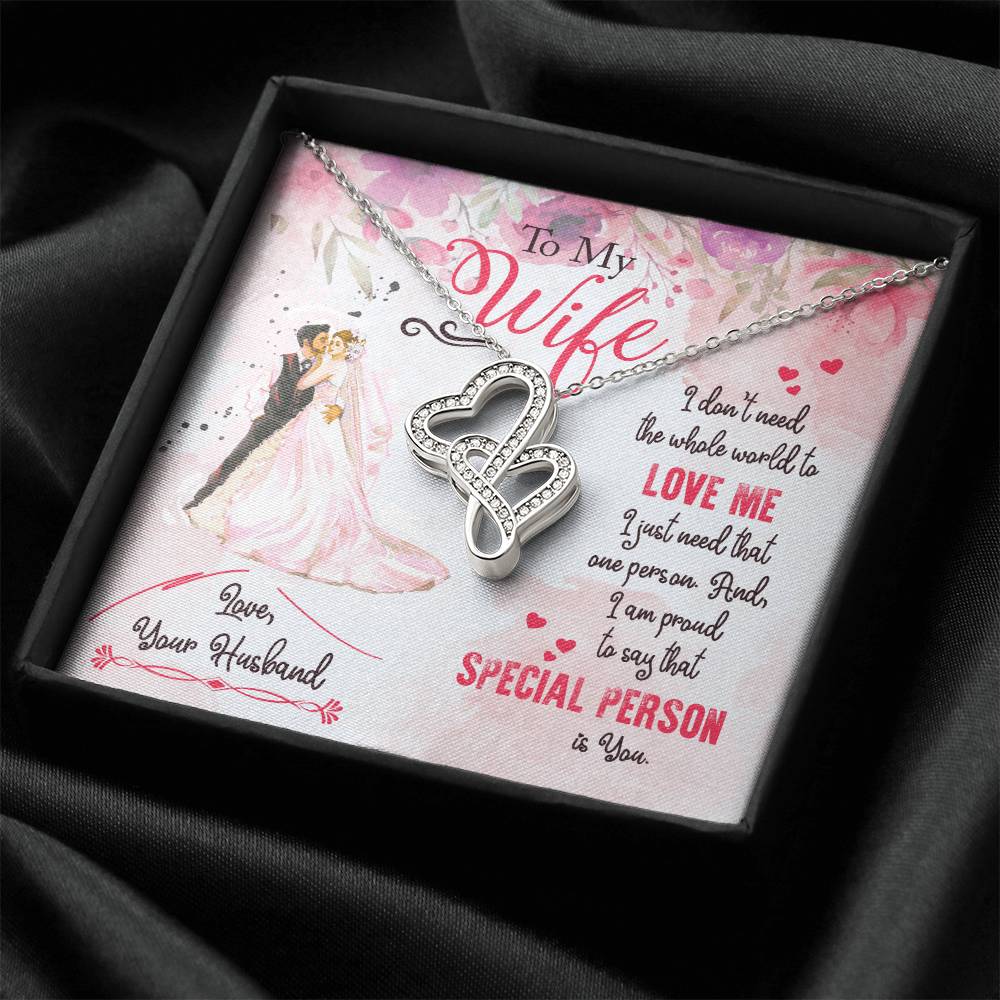 To My Wife Necklace Gift Anniversary Gift Gifts For Her Christmas Gift For Wife Birthday Gift G Double Hearts Necklace