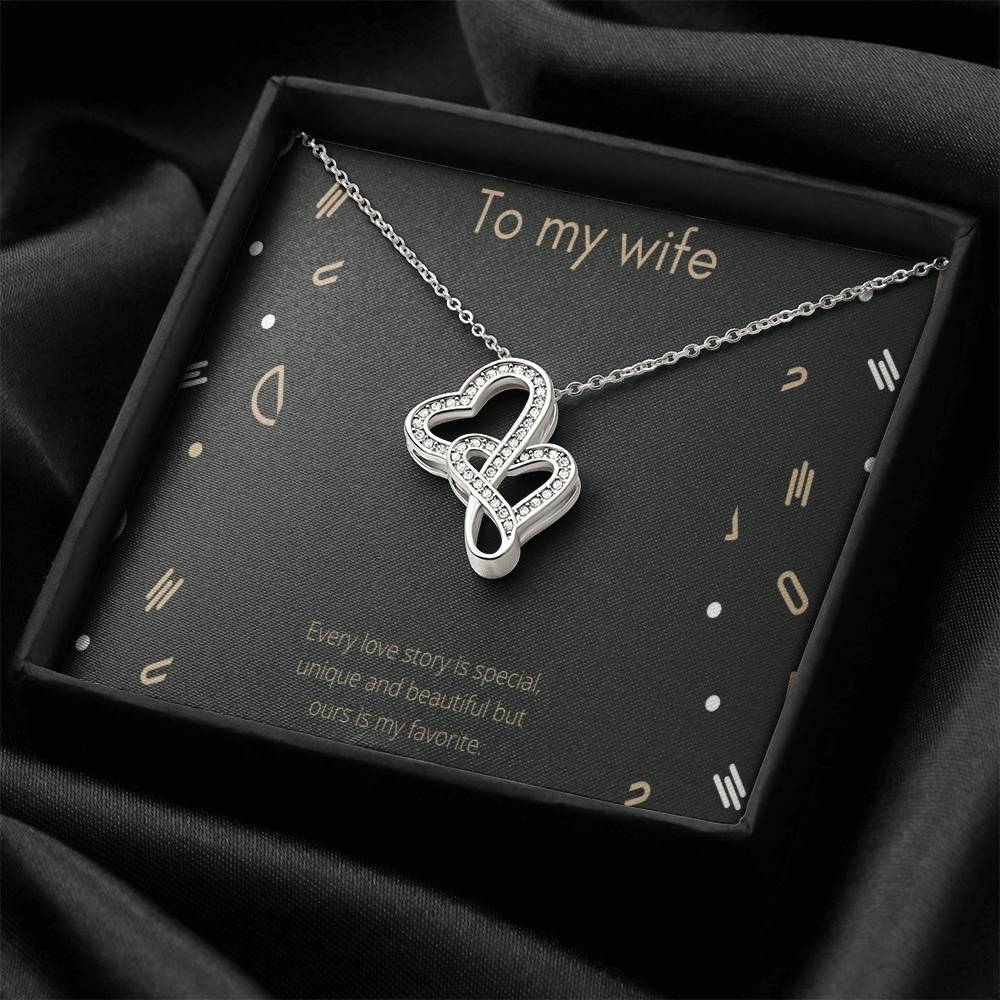 To My Wife 2 Double Hearts Necklace
