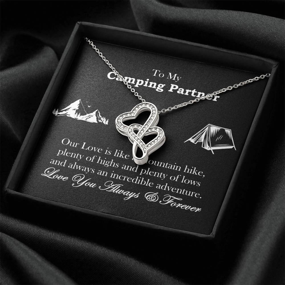 Camping Partner  Double Hearts Necklace