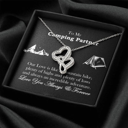 Camping Partner  Double Hearts Necklace