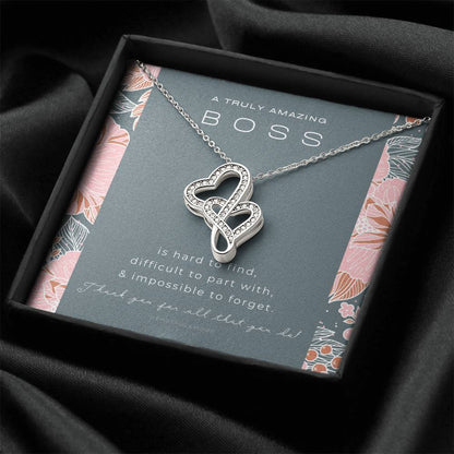 Boss Gift Necklace For Boss Gift For Female Boss Girl Boss Boss Lady Thank You Gift A Truly Amazing Boss Gift Best Bos Double Hearts Necklace