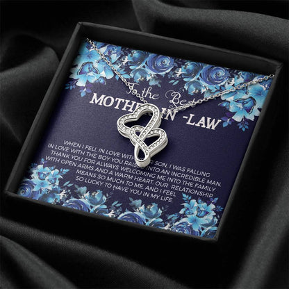 To The Best Mother In Law Double Hearts Necklace