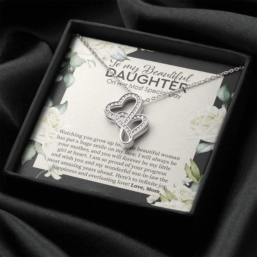 Bride Gift From Mom To Daughter On Wedding Day Gift For Daughter On Wedding Day From Mother Wedding Necklace Gift To D Double Hearts Necklace