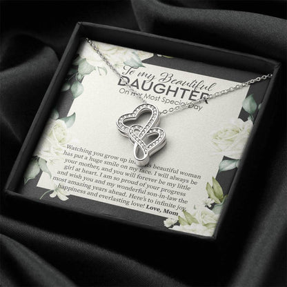 Bride Gift From Mom To Daughter On Wedding Day Gift For Daughter On Wedding Day From Mother Wedding Necklace Gift To D Double Hearts Necklace