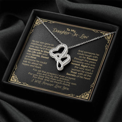 A Gift For Daughter In Law  - You Are Truly The Answer Double Hearts Necklace