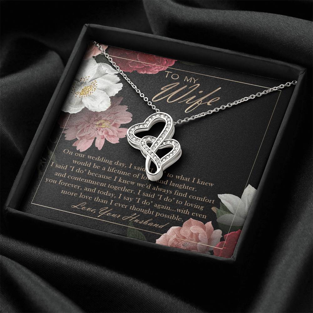 To My Wife Wedding Anniversary Gift - Double Heart Wife Of The Bride Necklace Wife Of The Bride Gift From Husband - We Double Hearts Necklace