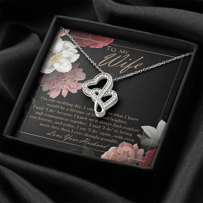 To My Wife Wedding Anniversary Gift - Double Heart Wife Of The Bride Necklace Wife Of The Bride Gift From Husband - We Double Hearts Necklace