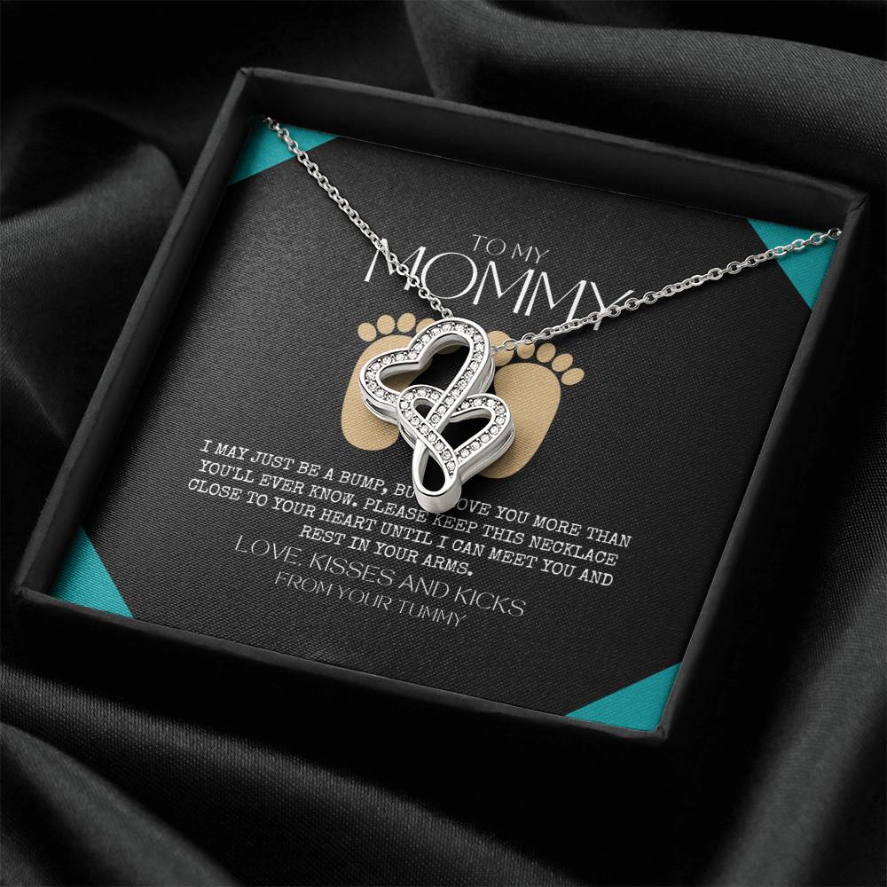 Baby Shower Gift New Mommy Necklace Pregnant Wife Gift To My Mommy I May Just Be A Bump But I Love You More Than You E 1 Double Hearts Necklace