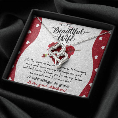 To My Wife Necklace Double Hearts Necklace