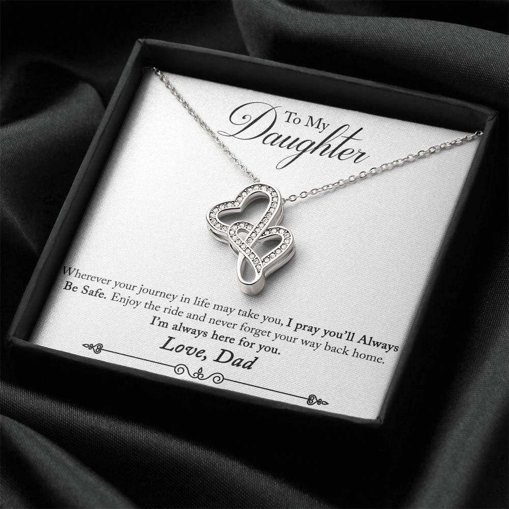Gift For Daughter From Dad Double Heart Necklace With Message Card Double Hearts Necklace