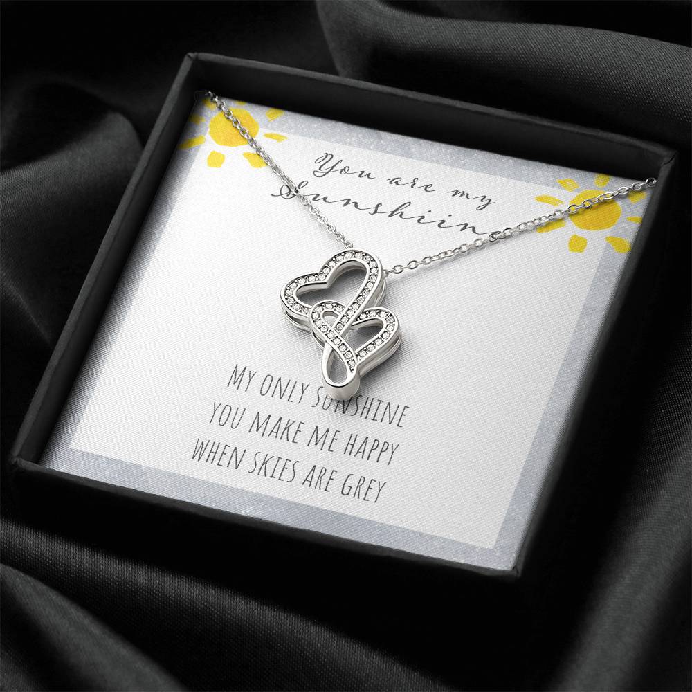 You Are My Sunshine Double Hearts Necklace