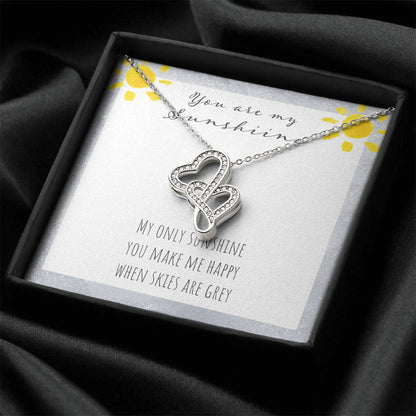 You Are My Sunshine Double Hearts Necklace