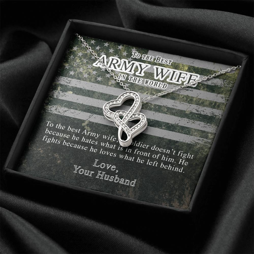 To The Best Army Wife In The World - Double Hearts Double Hearts Necklace