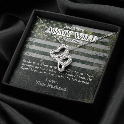 To The Best Army Wife In The World - Double Hearts Double Hearts Necklace