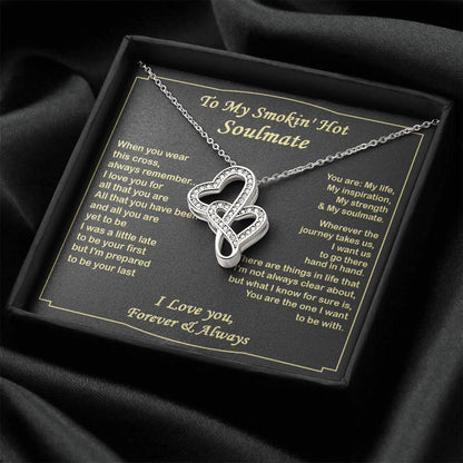 Double Heart Gift - To My Soulmate Necklace Gift For Her Anniversary Necklace Soulmate Gift Valentine's Gift - Birthda Double Hearts Necklace