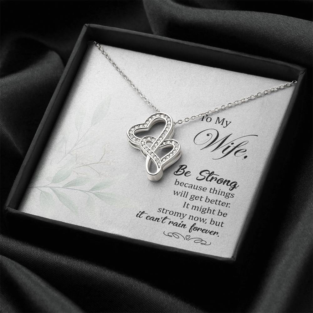 To My Wife Necklace - Anniversary Gift For Wife Birthday Gift For Wife Gift For Wife Necklace For Wife Gift For Wife B Double Hearts Necklace