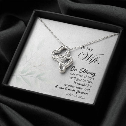To My Wife Necklace - Anniversary Gift For Wife Birthday Gift For Wife Gift For Wife Necklace For Wife Gift For Wife B Double Hearts Necklace