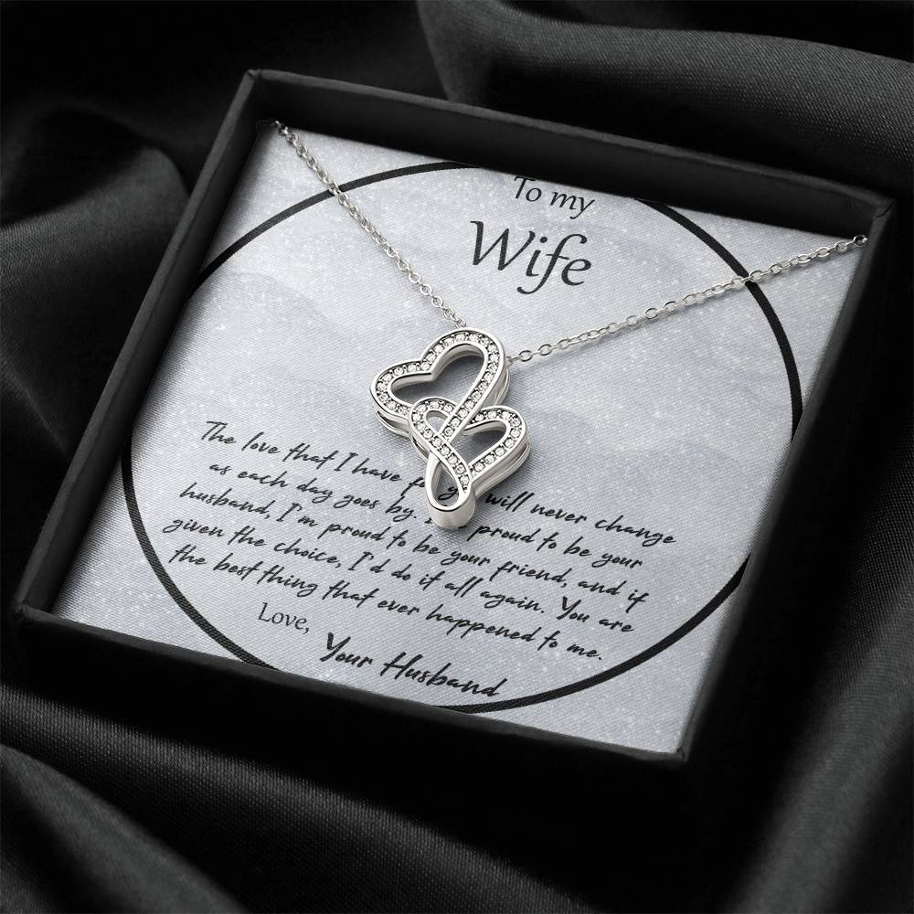 To My Wife The Love That I Have For You - Gray Double Hearts Necklace