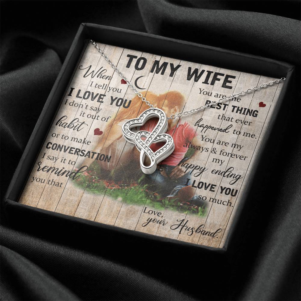 To My Wife Necklace Last Minute Birthday Gift Deep Love Messages For Wife Romantic Wife Gift Husband To Wife Necklace  1 Double Hearts Necklace