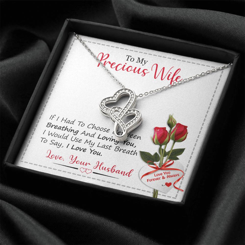 Best Gift For My Precious Wife Double Hearts Necklace