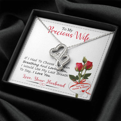 Best Gift For My Precious Wife Double Hearts Necklace