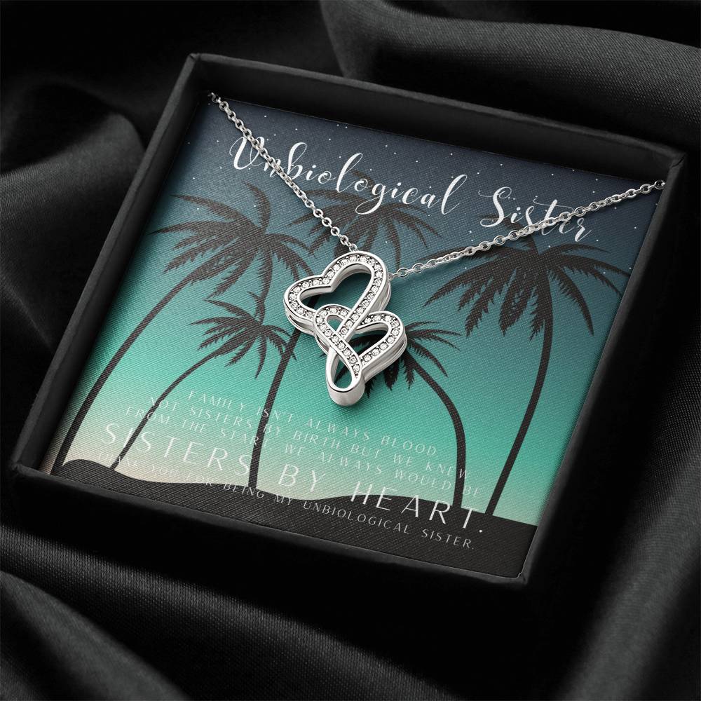 Unbiological Sister Necklace Unbiological Sister Gift Best Friend Necklace Big Little Sorority Soul Sister Bridesmaid  Double Hearts Necklace