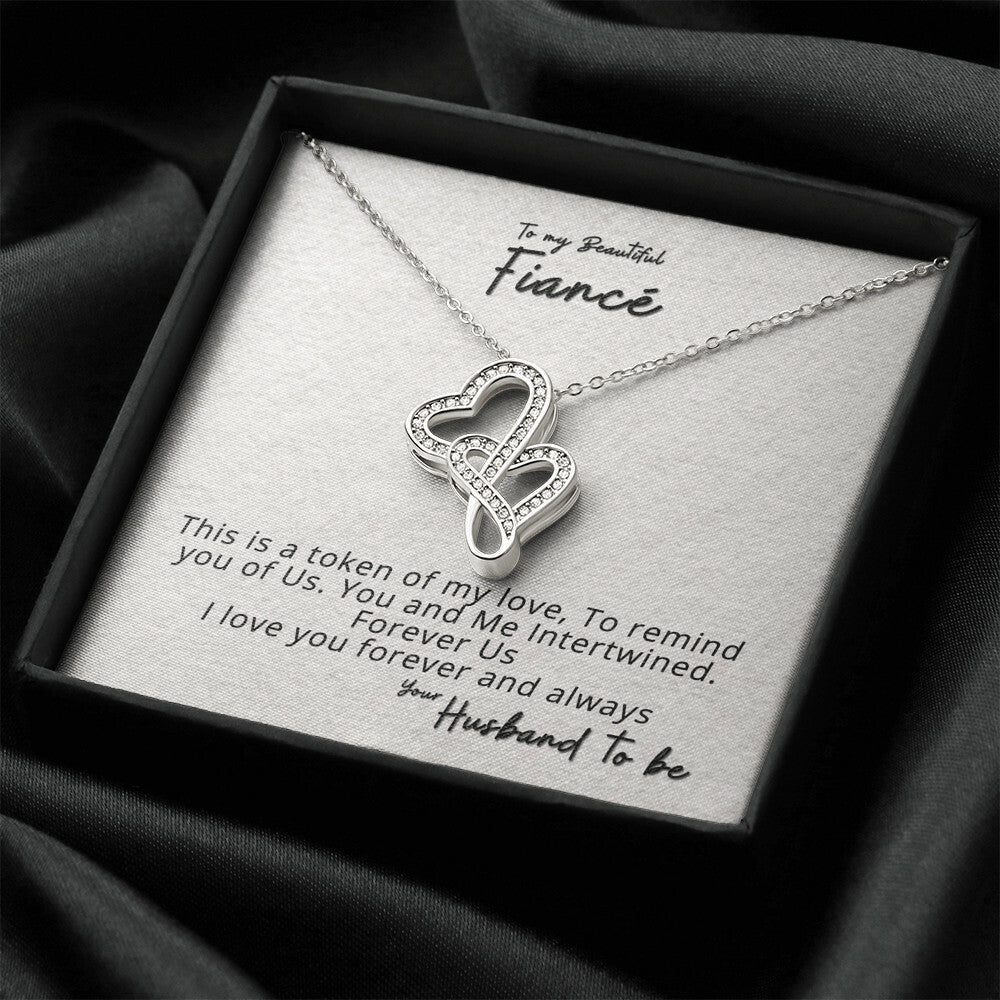 Beautiful Fiance Double Hearts Necklace