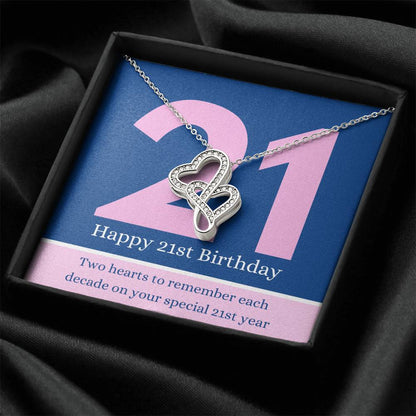 21St Birthday Interlocked Hearts Necklace To My Daughter 21St Necklace Double Hearts Necklace