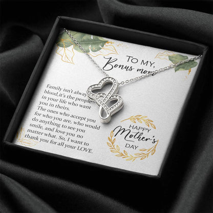 For Your Bonus Mom Double Hearts Necklace