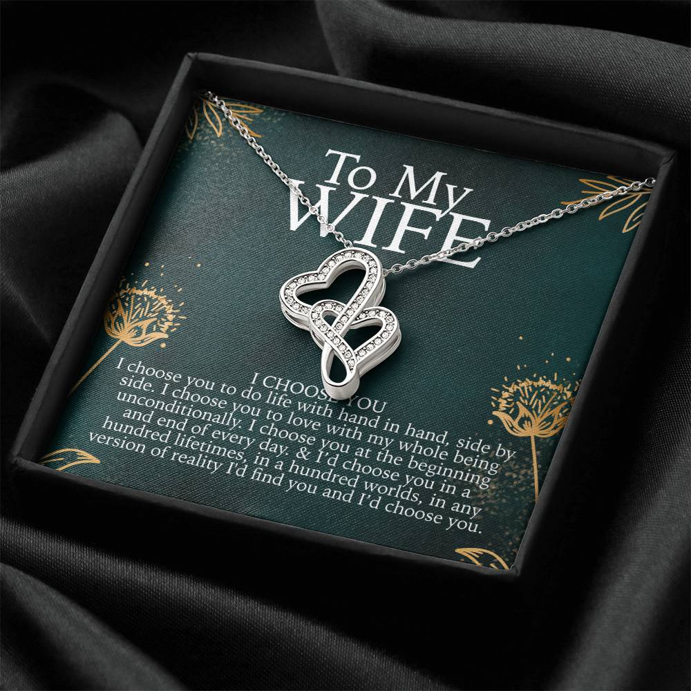 To My Wife Necklace Engagement Gift For Wife Double Hearts Necklace