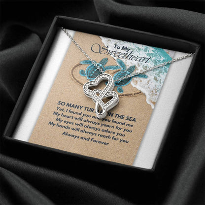 Turtle Love   Double Hearts Necklace