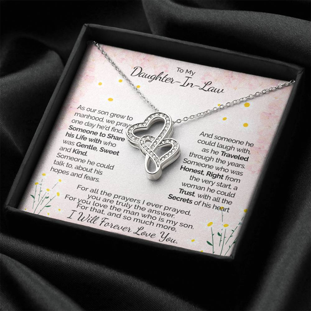 A Gift For Daughter In Law  - You Are Truly The Answer 1 Double Hearts Necklace