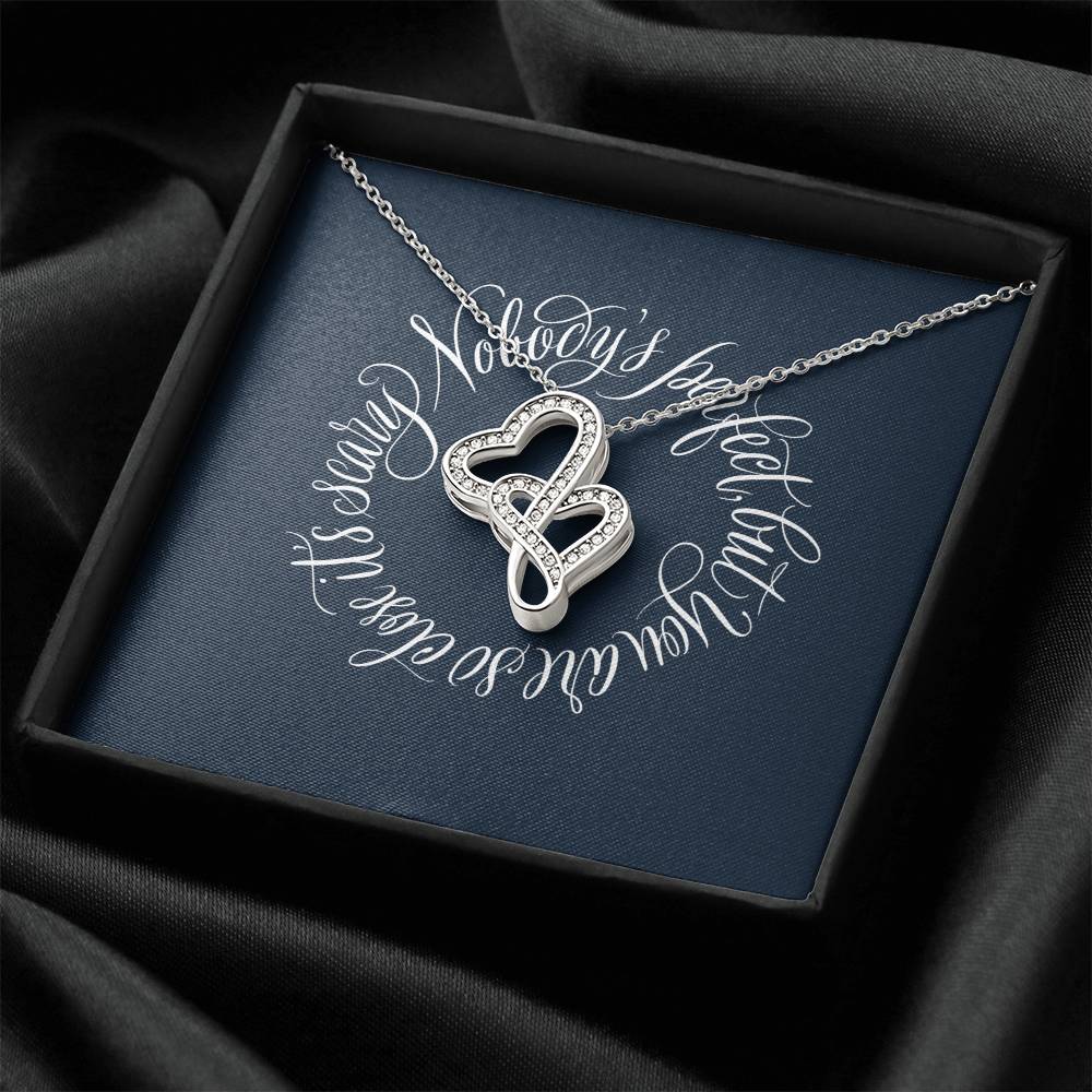 With Calligraphic Card  Anniversary Valentine'S Day Gift For Her Double Hearts Necklace