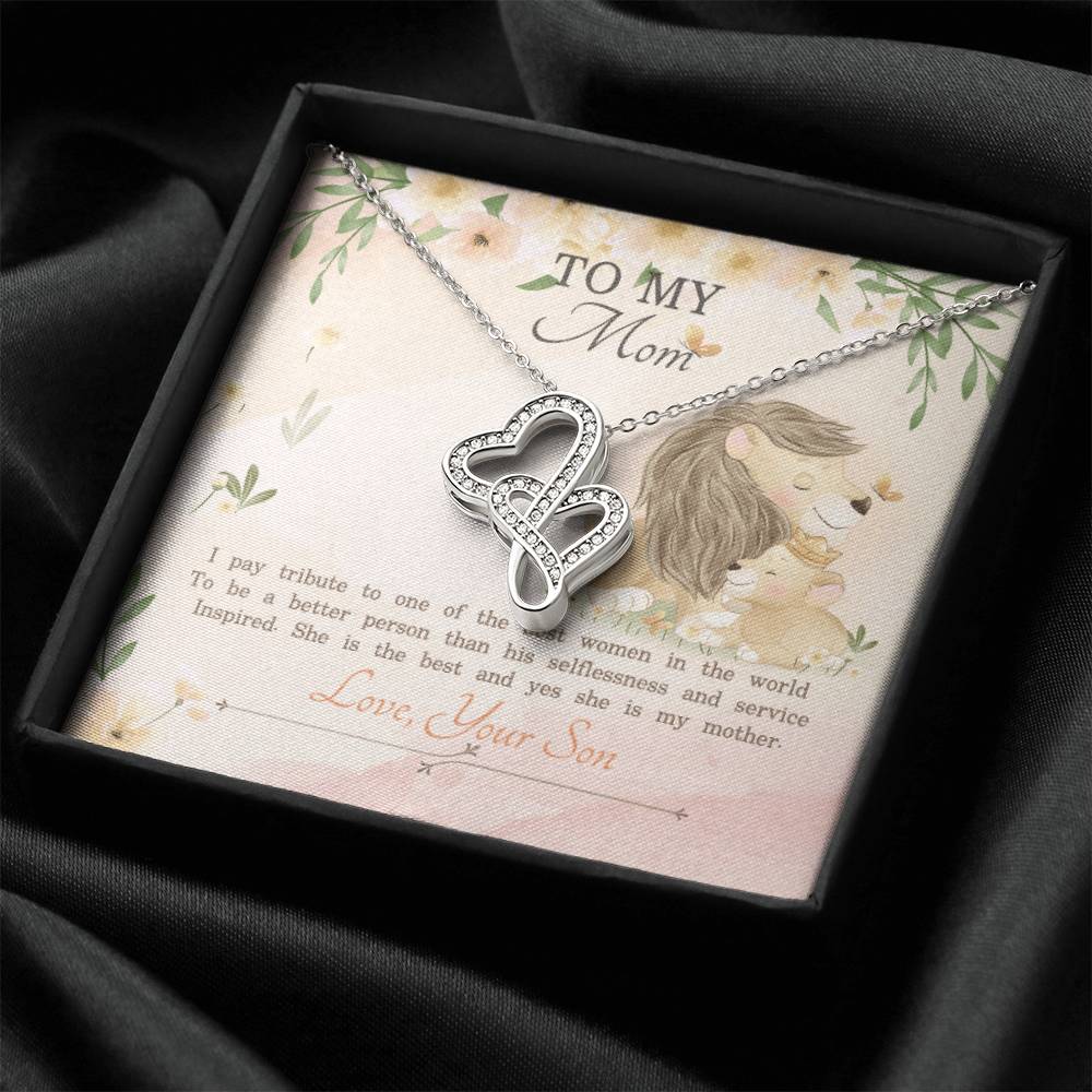 Best Gift For Mom From Son Double Hearts Necklace