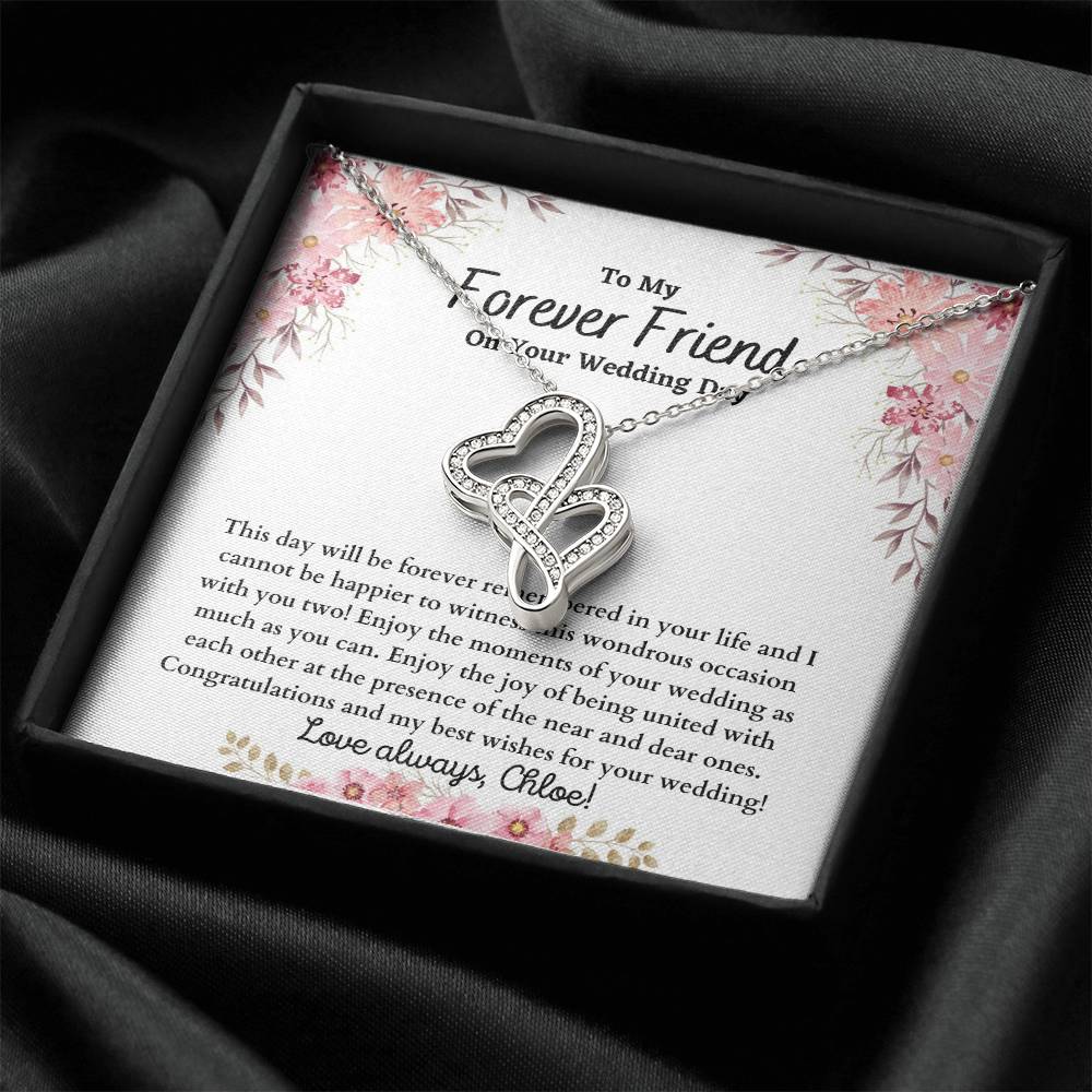 Forever Friend On Your Wedding Day- Double Heart Double Hearts Necklace