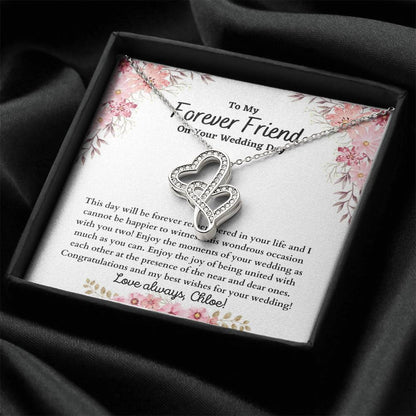 Forever Friend On Your Wedding Day- Double Heart Double Hearts Necklace