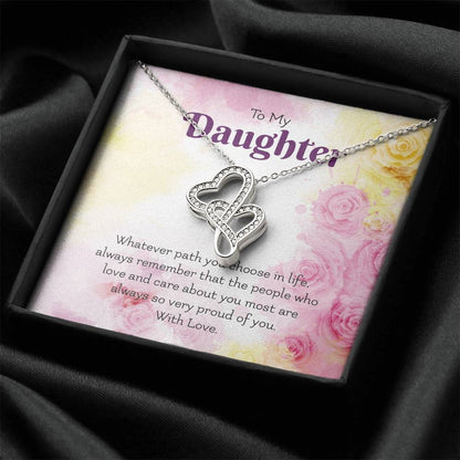 For Daughter 2 Double Hearts Necklace
