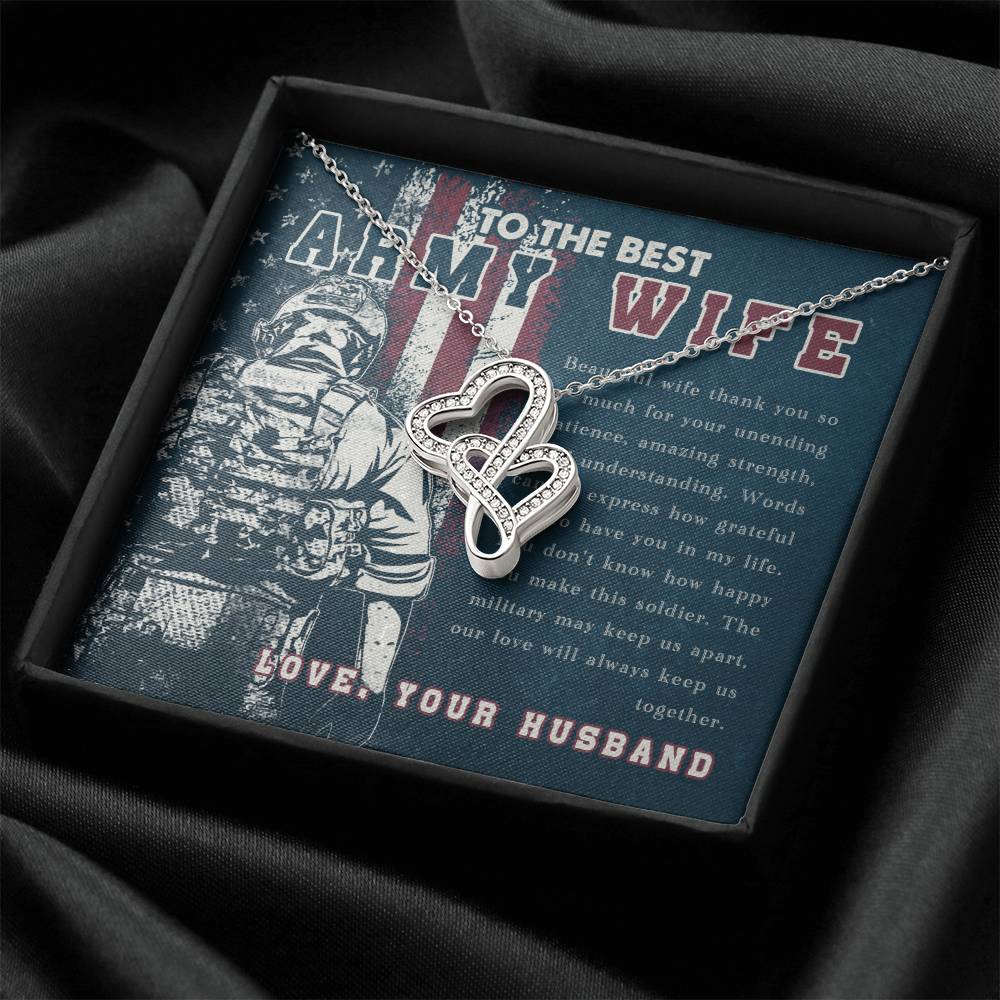 To The Best Army Wife - Double Hearts Double Hearts Necklace