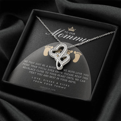 Twin Baby Gift Twins Baby Shower Future Mom Of Twins Twins Gender Reveal Twin Bump To Mom Gift From Twins Mothers Day  Double Hearts Necklace