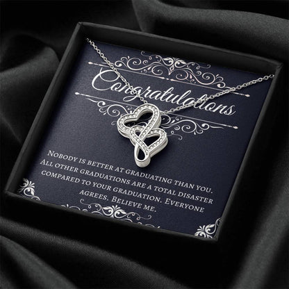 Funny Graduation Gift Double Hearts Necklace