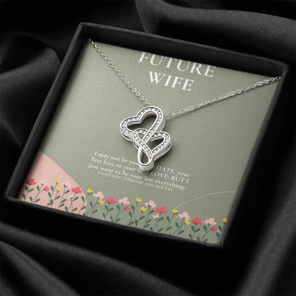 Future Wife Necklace. Engagement Gift Double Hearts Necklace
