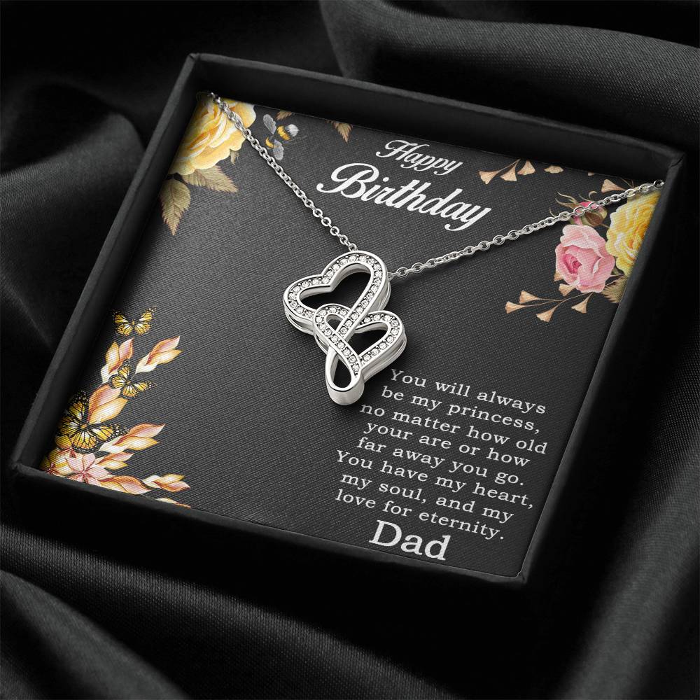 Daughter Birthday Necklace Gift From Father Double Hearts Necklace