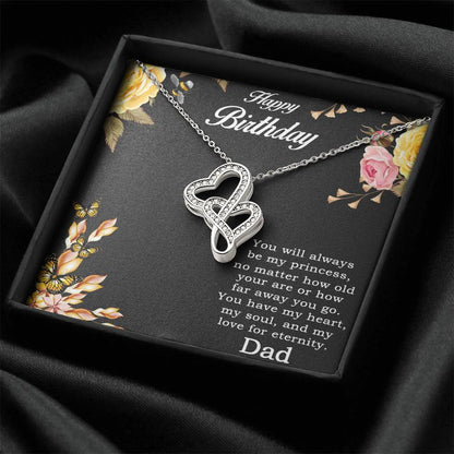 Daughter Birthday Necklace Gift From Father Double Hearts Necklace