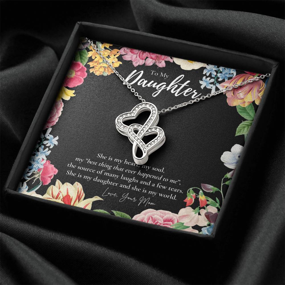 Daughter Gift  To My Daughter Necklace From Mom  To My Daughter Necklace  Gift For Daughter From Mom Double Hearts Necklace