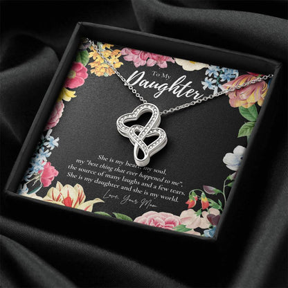 Daughter Gift  To My Daughter Necklace From Mom  To My Daughter Necklace  Gift For Daughter From Mom Double Hearts Necklace