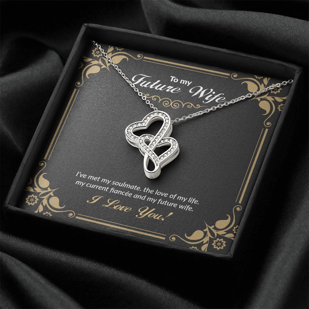 Fiancee Future Wife Heart Necklace Jewelry Message Card Box For Her Birthday Mother's Day Anniversary Engaged Couple F Double Hearts Necklace