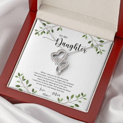 Daughter Necklace - Mother Daughter Jewelry Gift - Daughter Wedding Gift - Graduation - Birthday - Meaningful Interloc 1 Double Hearts Necklace